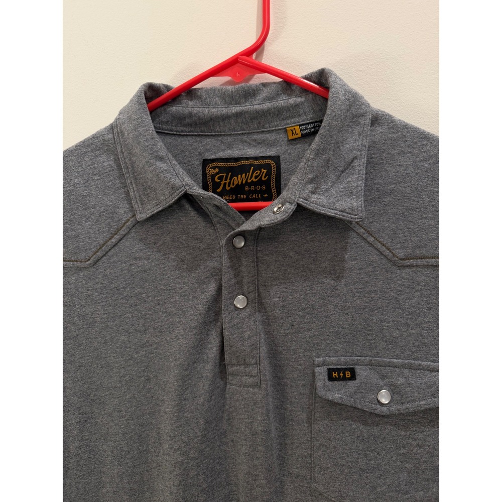 Howler Brothers Ranchero Western Polo Shirt Mens XL Gray Western Snap Button